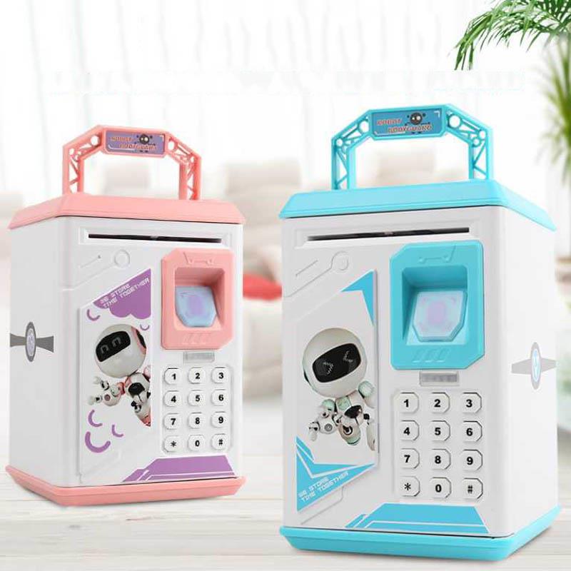 money-box Fingerprint Electronic Piggy Bank ATM Password Money bank Cash Coins Saving Box ATM Bank Safe Box Automatic deposit