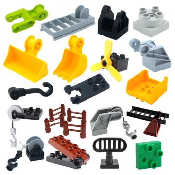 Creativity Big Size Building Blocks Construction Mechanical Accessories Hook Ladder Compatible Duplos Assemble Toys For Children