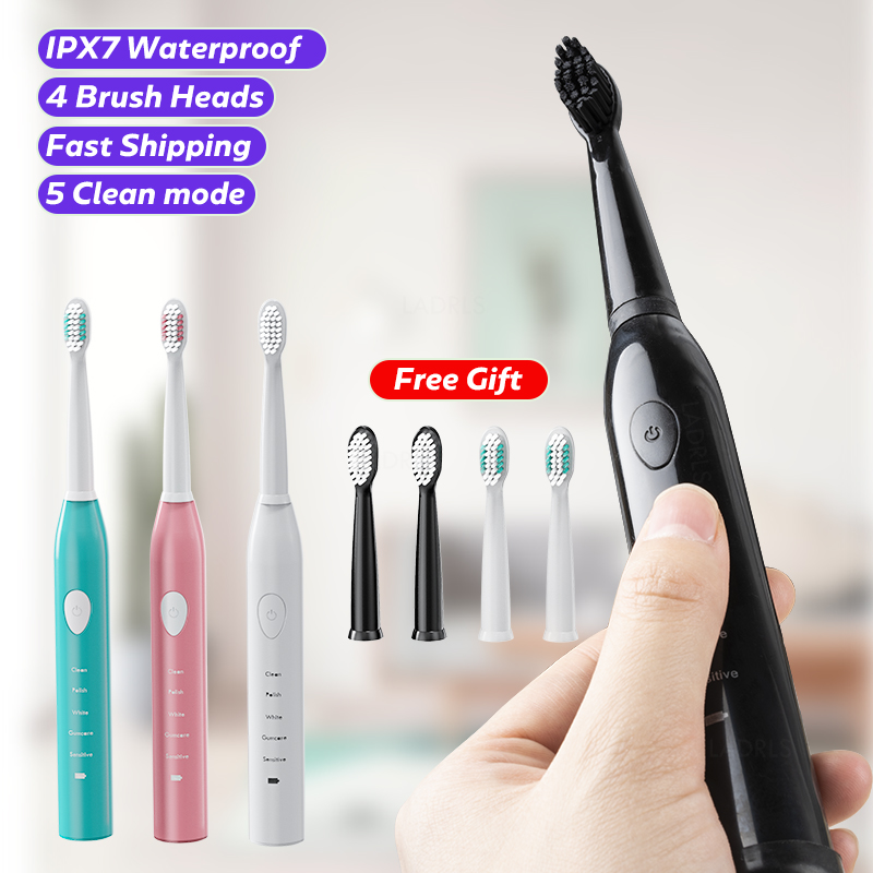 Electric Toothbrush Rechargeable 5 Modes Sonic Toothbrush with 4 Brush Head Waterproof Timer Tooth Brush Whitening for Adults