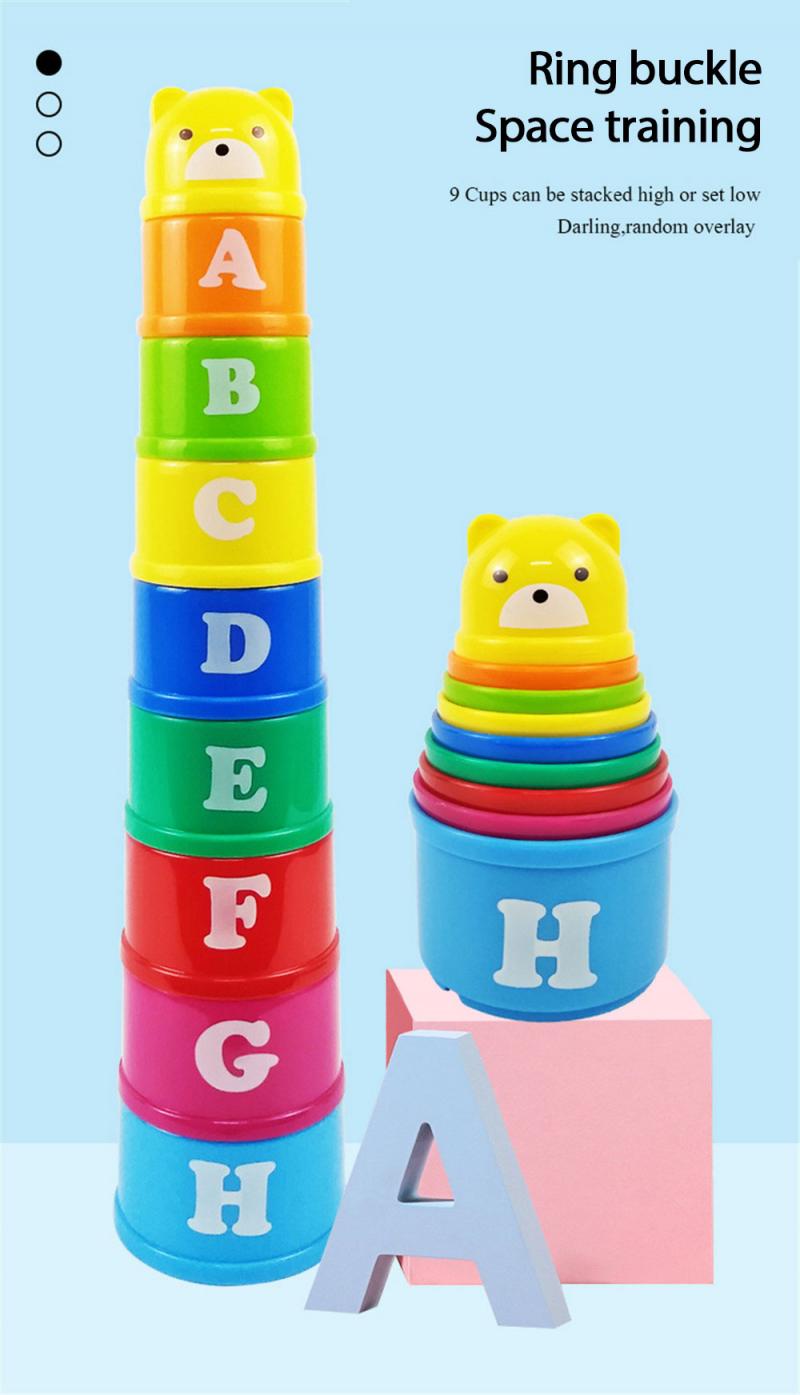 Children's Educational Fun Bear Building Blocks Stacking Cups Digital Fruit Water Bath Toy