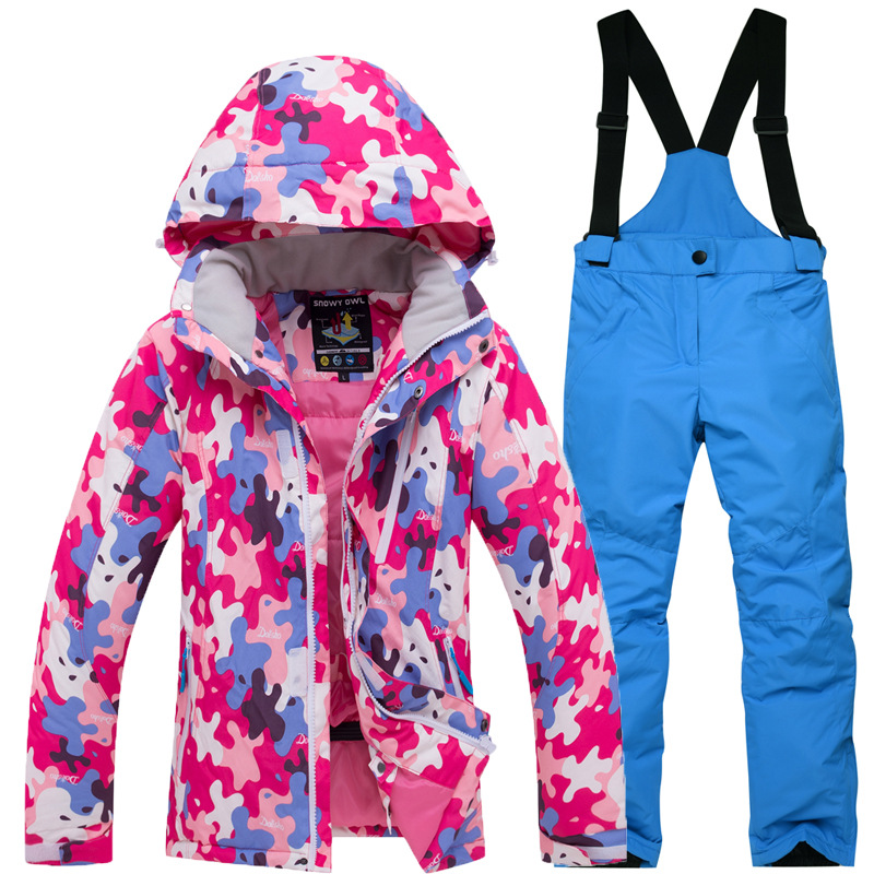 2018 Children Kids ski snow suit winter clothing waterproof jacket pants overalls teens girl boy sports outdoor wear set outfit