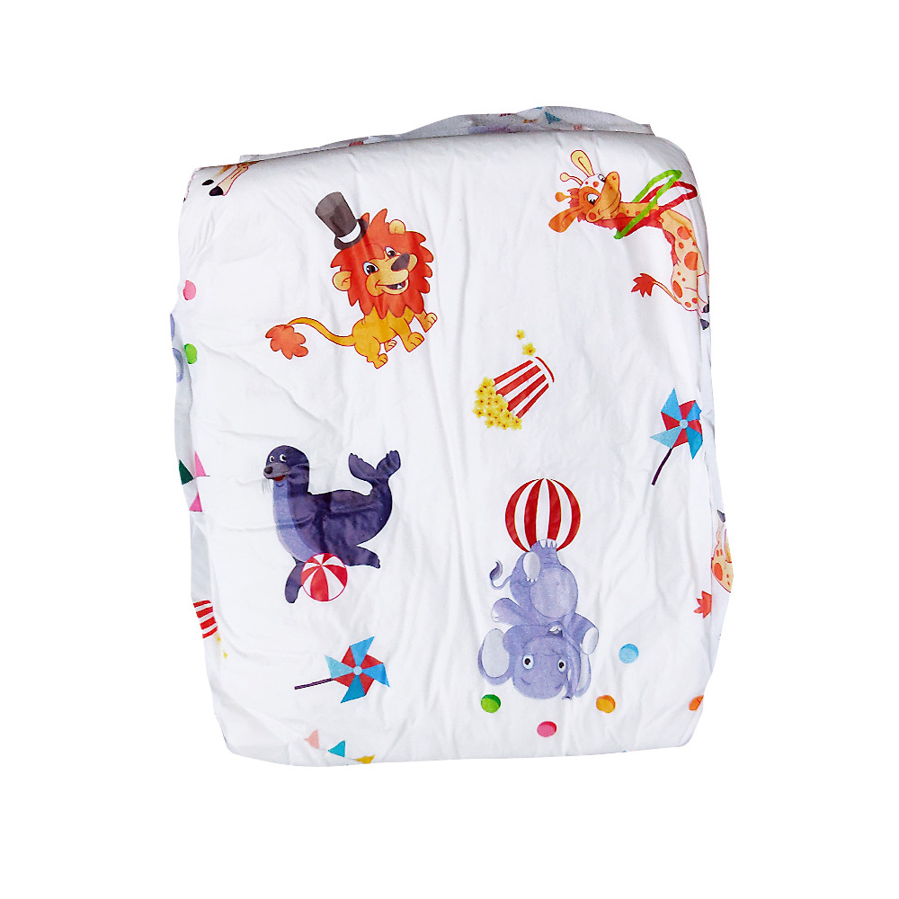 6 Pcs DDLG Adult Diaper M Size 5000ML Velcro ABDL Animal Acrobatic Troupe Printed Nappy For Adult Baby Boy For Adult Baby Girl