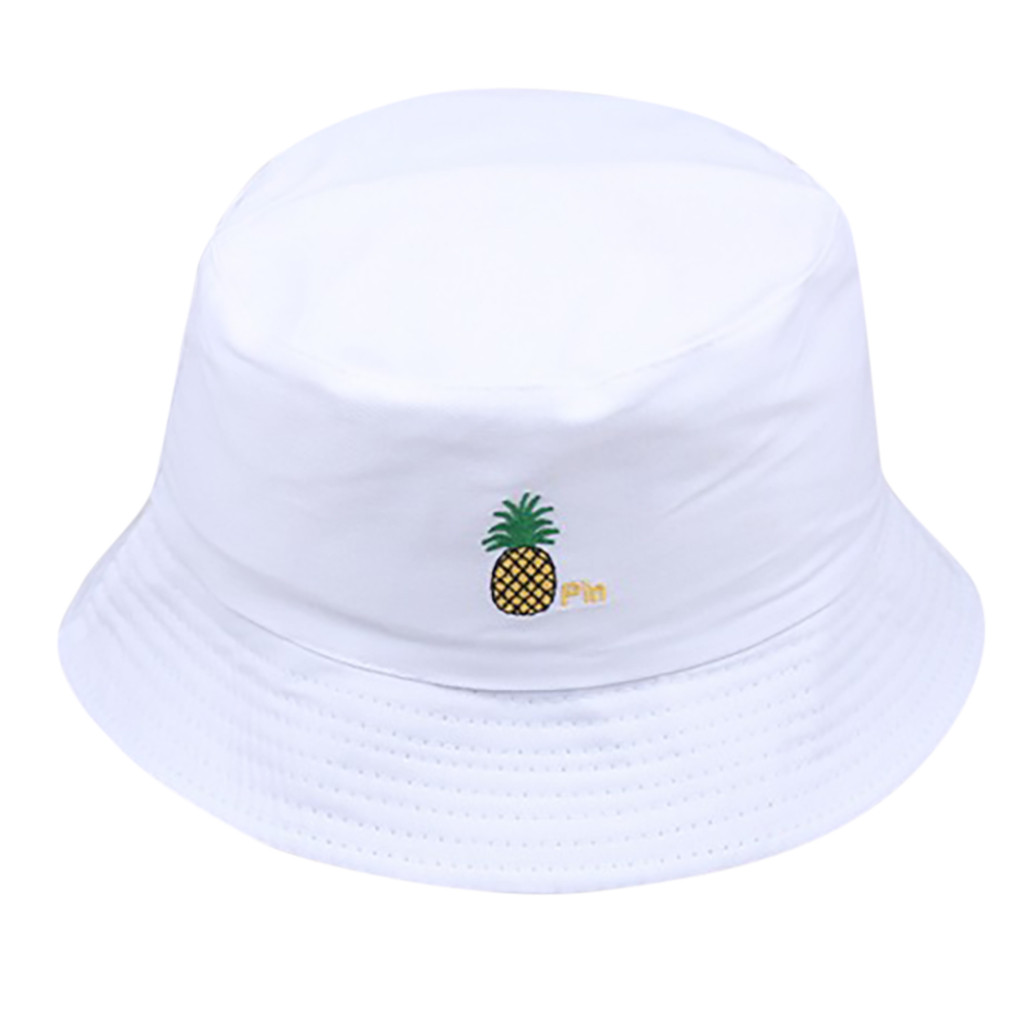 Women Men Unisex Fashion Fisherman Hat Pineapple Fruit Embroidery Sun Protection Cap Wild Fresh Cute Kawaii Outdoors Hats #P