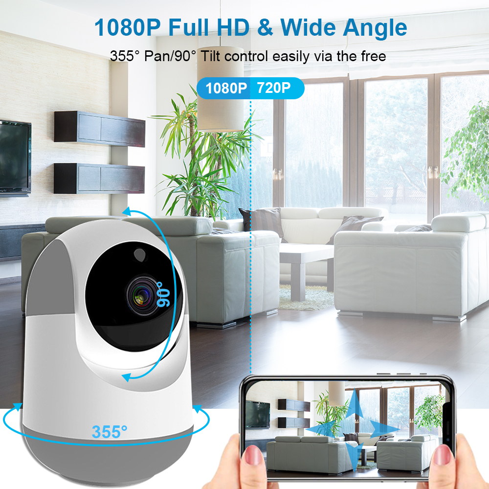 1080P IP Camera Wifi Security Camera Two Way Audio P2P Baby Monitor Pet Camera with Motion Alarm Night Vision Home Surveillance