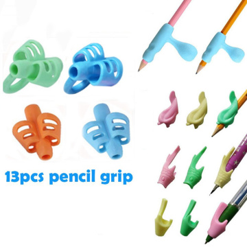 13pcs/set Silicone Pencil Holder Beginner Writing Aid Tool Kids Double Thumb Posture Corrector Pen Holder Stationery Supplies