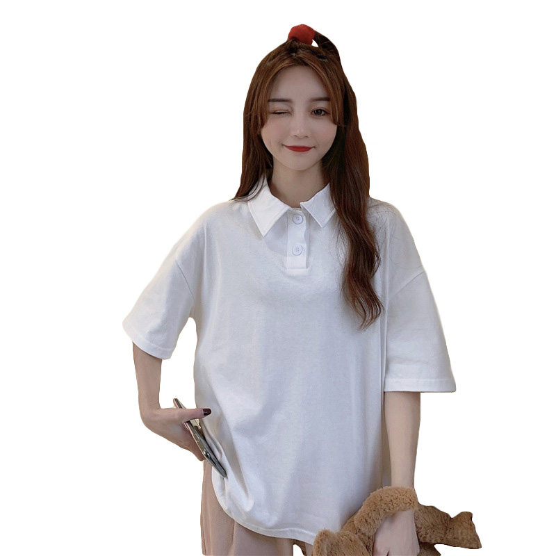 White shirt women 2020 Summer polo shirt women Korean Style Fashion Women's clothing Short-Sleeve Women shirt loose Tops shirt