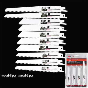 10pcs Reciprocating Saw Blades Set Jig Saw Blade Multi Hacksaw Blade Blade For Cutting Wood Metal PVC Tube Power Tools