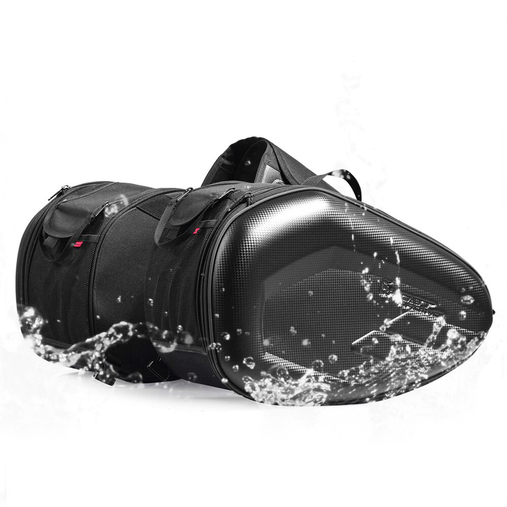 GHOST RACING Motorcycle Bag Waterproof Motorcycle Saddle Bags Carbon Fiber Helmet Bags Travel Luggage With Rain Cover 36L-58L