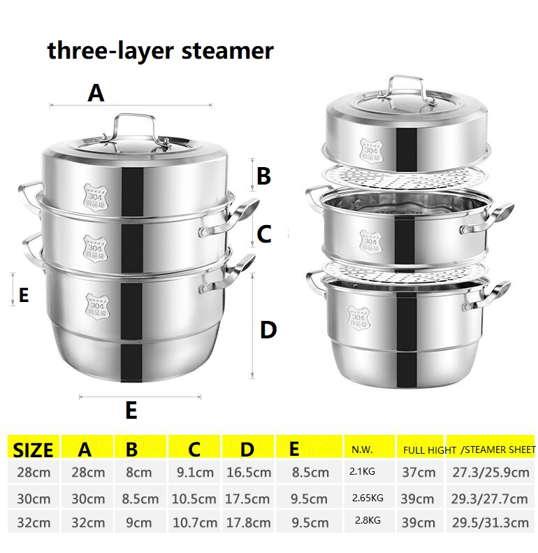 100% 304 Stainless steel Double boilers kitchen cookware soup stew pot pan steaming pot bottom Smoldering pot Steamed buns