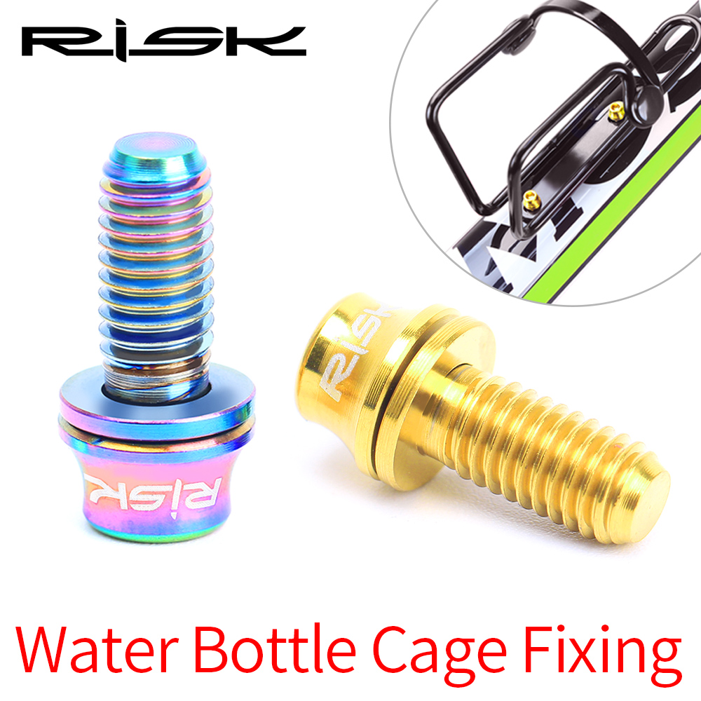 RISK 2pcs/box Road Mountain Bike Bicycle M5x12 Conical Head Water Bottle Cage Fixing Bolts W/ Washer Air Pump Holder Fixed Screw