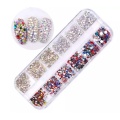 12 Grid 1440pcs Mix Sizes Glass Crystal Non Hot Fix Rhinestone Flatback Crystal 3D glitter Nail Art Rhinestones Decorations