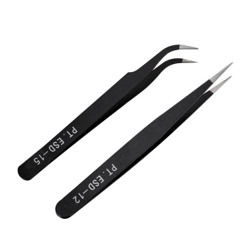 Stainless Steel Black Curved Straight Eyebrow Tweezers Anti Acid Nipper Rhinestone Picking Tool False Eyelash Nail Art Tool