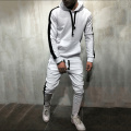 2 Pieces Sets Tracksuit Men Brand Autumn Hooded Sweatshirt +Drawstring Pants Long Male Stripe Patchwork Hoodies Suit