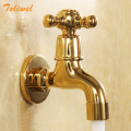 Gold Brass Bathroom Faucet Kitchen Wall Mount Sink Basin Faucets Cold Water Tap Spigot Bibcock Outdoor Garden Hose Faucet