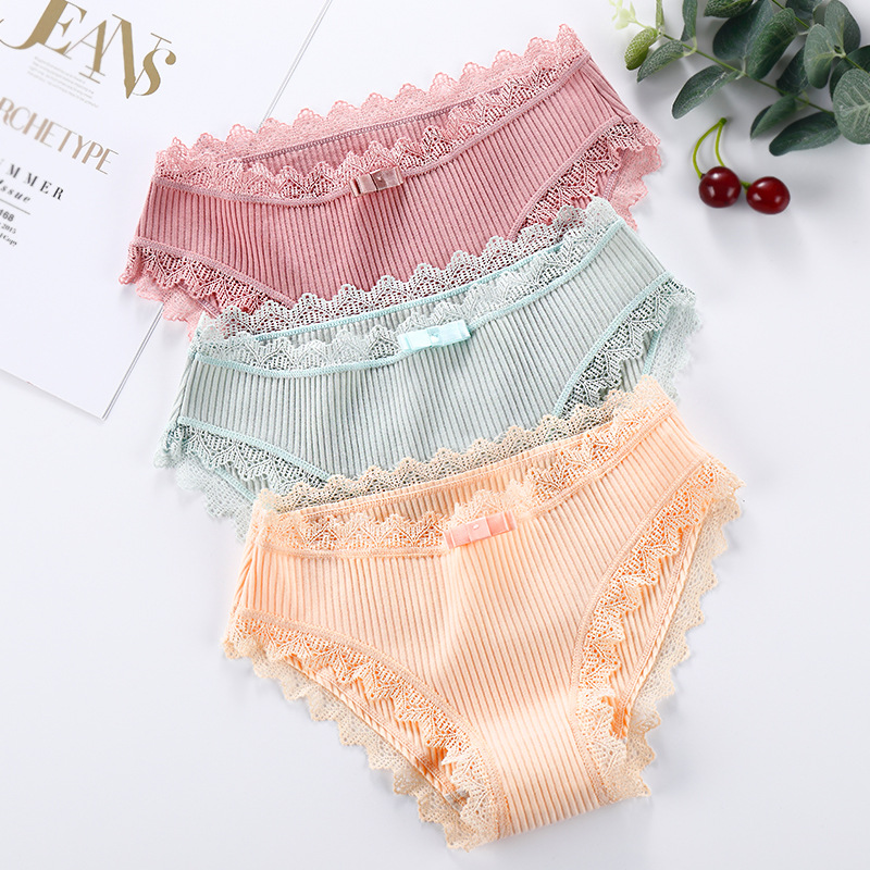 sexy lace panties women cotton seamless briefs low waist underpants set girls underwear breathable ladies lingerie 3 pcs/lot