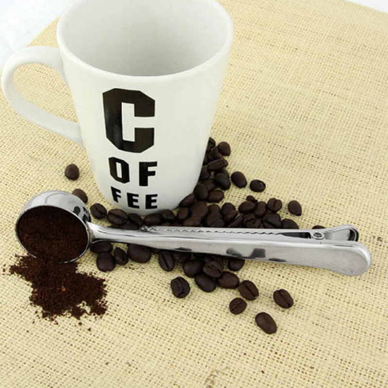 Stainless Steel Coffee Scoops Bag Seal Clip Milk Powder Flesh Tea Scoop Ice Cream Spoon Barista Cooking Tools Silver