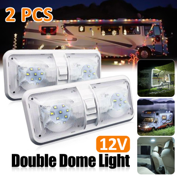 Caravan Accessories RV LED Ceiling Fixture Camper Trailer Marine Double Dome Light 48 LEDs Camping Car Accessoire Caravan Parts