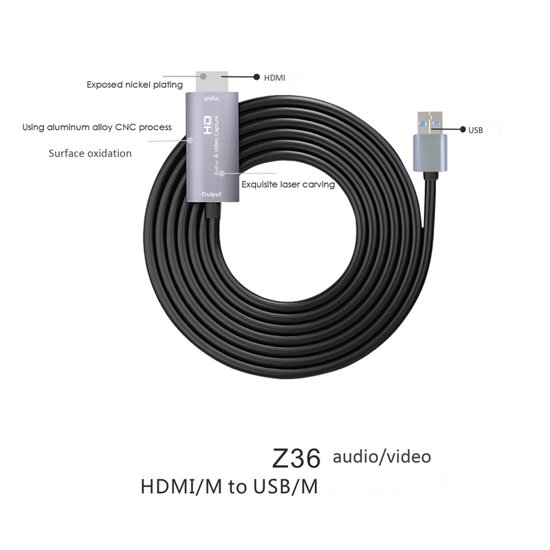 Z36 USB Type-C HD Frequency Video Capture Card Game Live Capture OBS Software with Cable 2 Meters