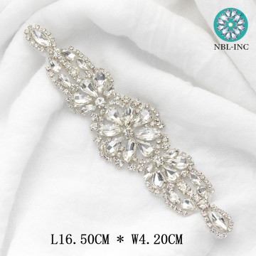 (1PC) Silver rhinestone bridal belt wedding applique with crystals wedding dress accessories sash belt for wedding dress WDD0455