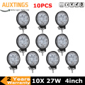 10PCS FREE SHIPPING 4" 27W round led work light bar ce rohs led work lamp SPOT FLOOD Beam for 4x4 offroad tractor ATV SUV CAR