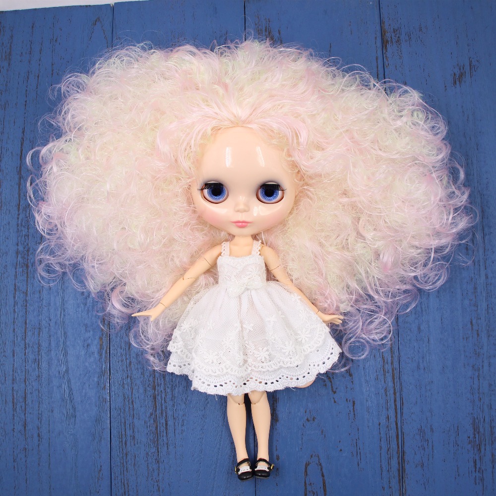 ICY DBS Blyth Doll 1/6 bjd pink mix yellow hair natural skin joint body shiny face 30cm nude doll