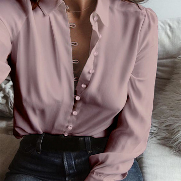 New ZANZEA Women Lapel Neck Long Sleeve Buttons Down Sexy Solid Office Work Blouse Casual Party Business Elegant Shirt Plus Size