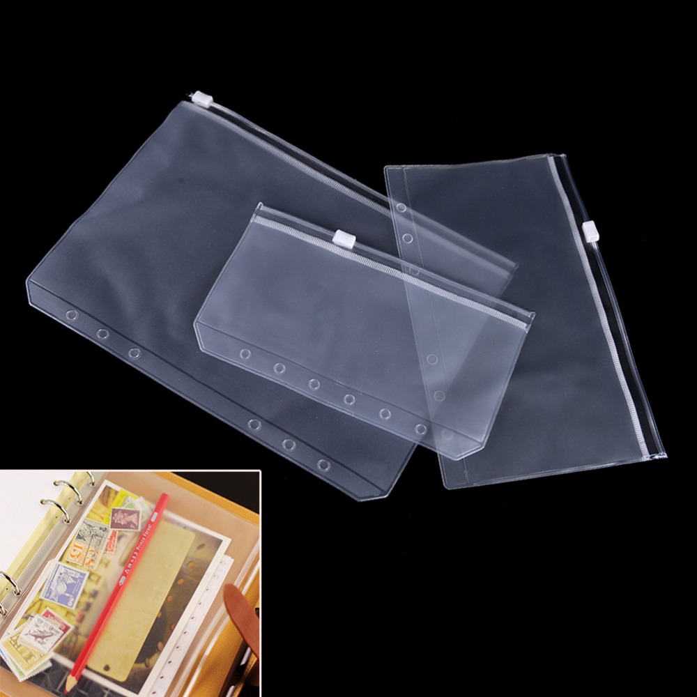 A5/A6/A7 Transparent PVC Storage Card Bag For Traveler Notebook Diary Planner Zipper Bag Filing Products