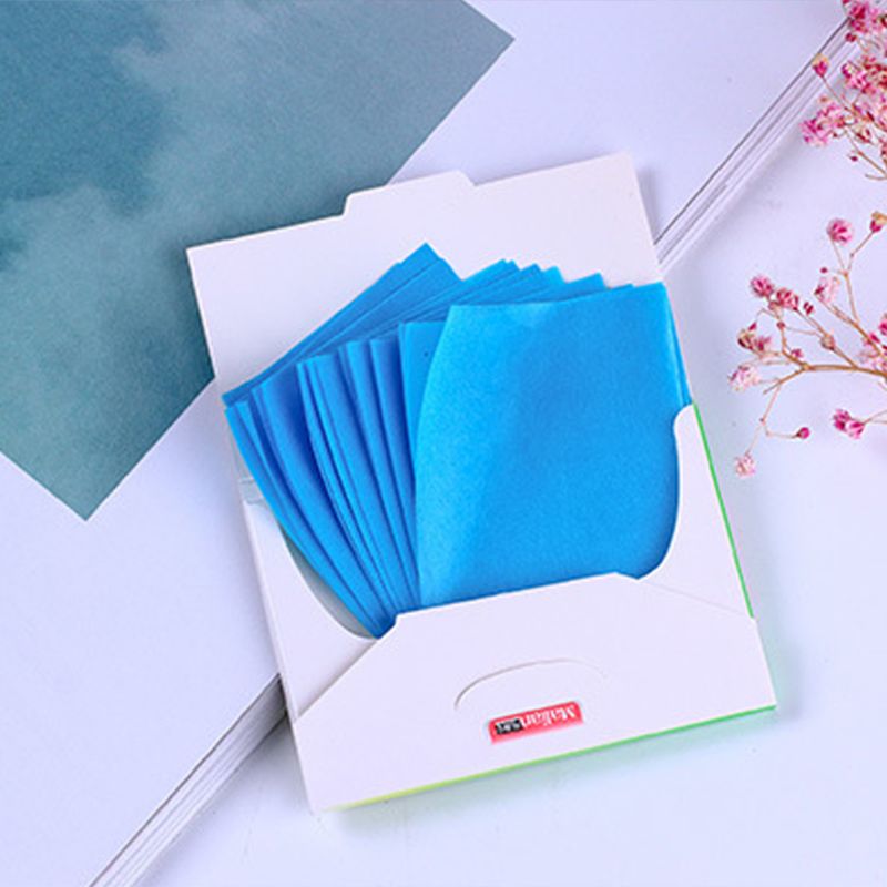 50Pcs/Set Green Tea Extract Oil Absorbing Face Paper Blue Film Deep Cleansing Tissue Acne Treatment Wipes Makeup Beauty Tool
