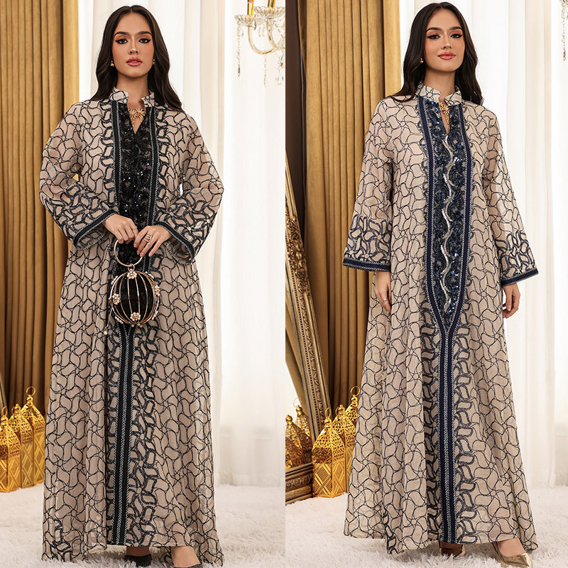 Embroidered Lace Abaya Dress Detail