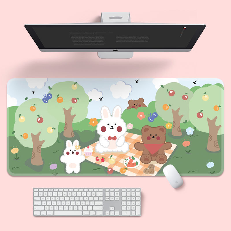 Cute Mouse Pad Super Creative INS Tide Large Game Computer Keyboard Office Long Table Mat Kawaii Desk for Teen Girls for Bedroom