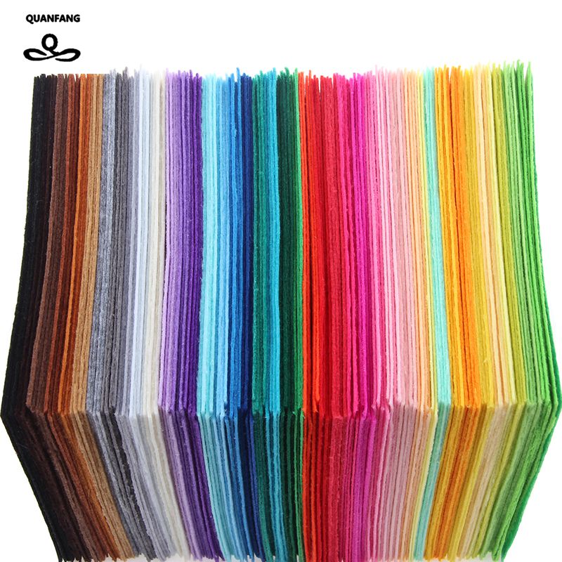 QUANFANG 40pcs/lot 1mm Nonwoven Felt Fabric Thickness Polyester Cloth of Home Decoration Bundle for Sewing Dolls Crafts