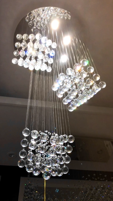 Modern Hanging Pendant Light Indoor Hotel Villa Decoration Ceiling Luxury Crystal Stair Bead Chandelier