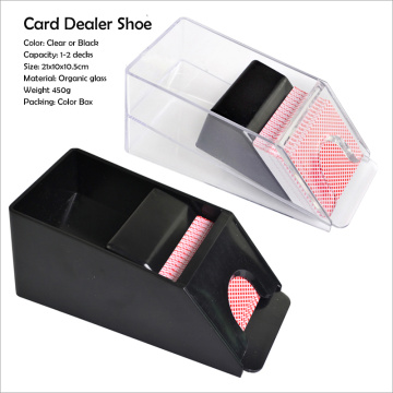 Playing Card Dealer Shoe for 1-2decks Capacity Clear or Black Acryl Cardcase Texas Hold'em Player love