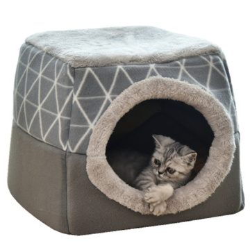 Square Cat bed Foldable With pillow Cat house bed Warm Soft Nest Dual Use beds for cats Cave House Sleeping Bag Pet supplies