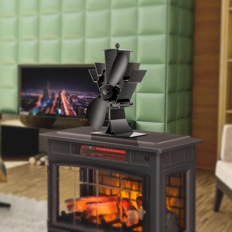 2 Blades Heat Powered Stove Fan Home Silent Heat Powered Stove Fan Ultra Quiet Wood Stove Fan Fireplace Fan