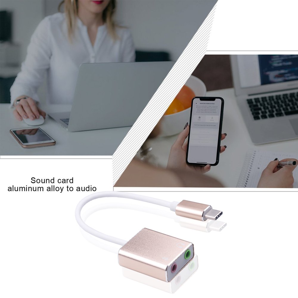 kebidumei USB 2.0 External Sound Card Virtual 7.1 Channel 3D Mini Audio Adapter For Microphone Headphone USB C Type C Sound Card