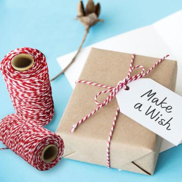 100Meter/Roll Two Colors Cotton Baker Twine Rope Cord Christmas Wedding Decoration Gift Packaging String DIY Gift Crafts Wrap