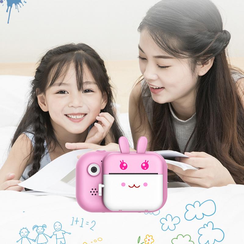 LCD Display 1080P HD Front Rear 2.4inch Large Screen Photography Gift Mini Photo Printer Face Recognition Kids Camera Waterproof