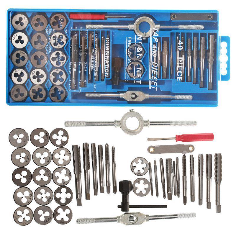 Tap and Die Set M3-M12 Screw Thread Metric Plugs Taps & Tap Wrench 40pcs Alloy Steel Metric Tap Die Tools sets