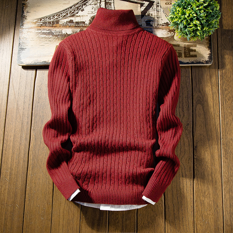 2020 Winter High Neck Thick Warm Sweater Men Turtleneck Brand Mens Sweaters Slim Fit Pullover Men Knitwear Male Double collar