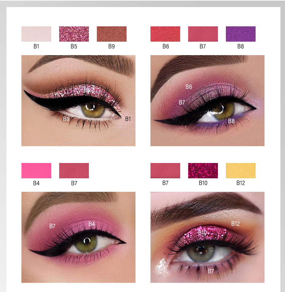 HANDAIYAN 12 Color Matte Shining Eyeshadow Palette Makeup Glitter Pigment Eye Shadow Palette Waterproof Cosmetics TSLM2