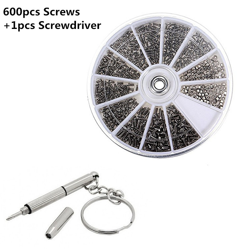 600/1000Pcs Screws +1PCS Multi screwdriver Stainless Steel Screws Electronics Nut For Watch Eye Glasses Clock Repair Tool Kit