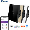 EsooLi Tuya Smart Life Glass Panel EU/UK Standard Touch Switch Zero/Single Fire Line Voice Control Light Wireless Wall Switch
