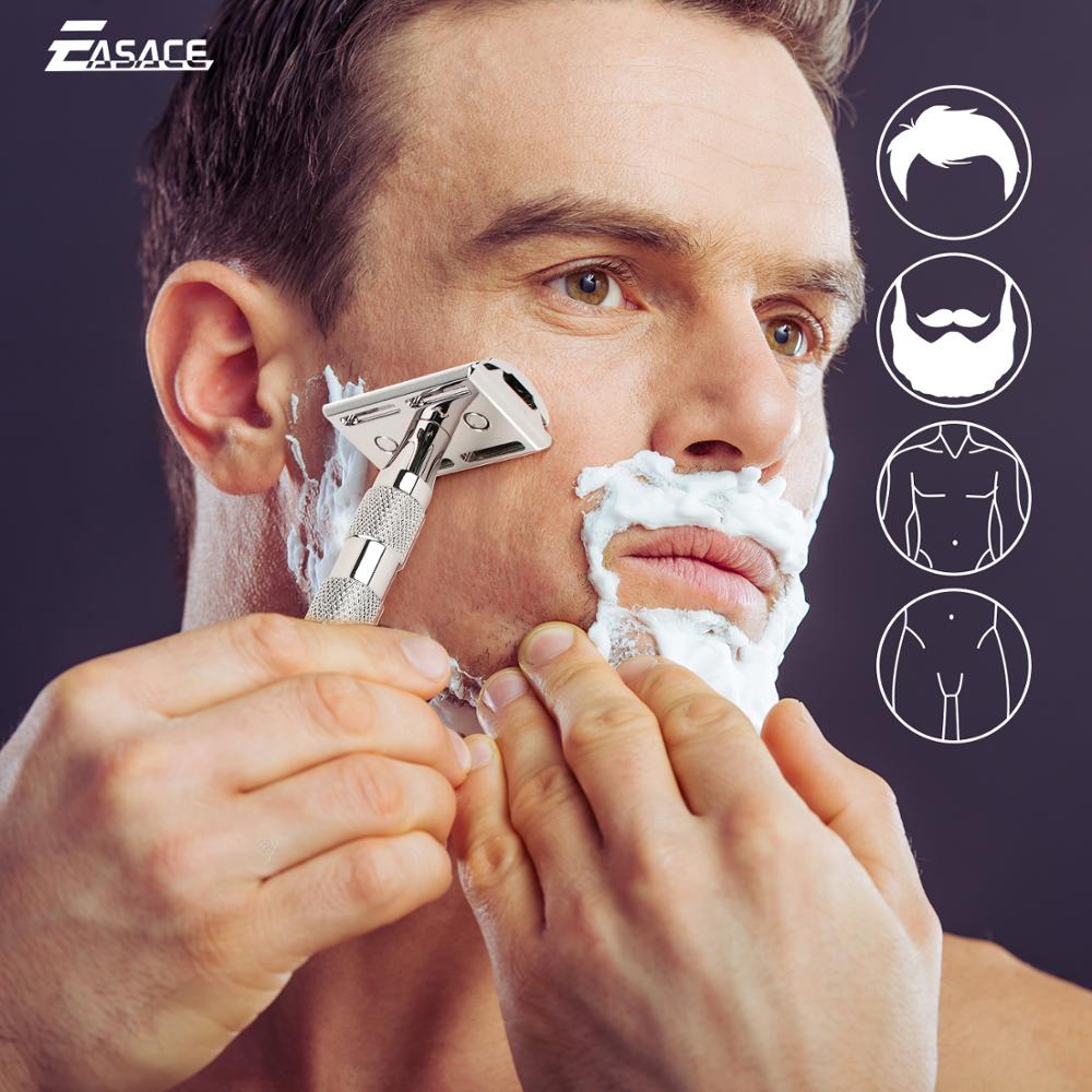 EASACE high quality double edge blade metal razor with pedestal 10 blades