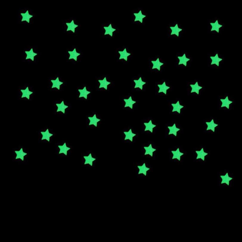 100PCS Kids Bedroom Fluorescent Glow In The Dark Stars Wall Stickers luminous lighting up stars sticker best gift for children