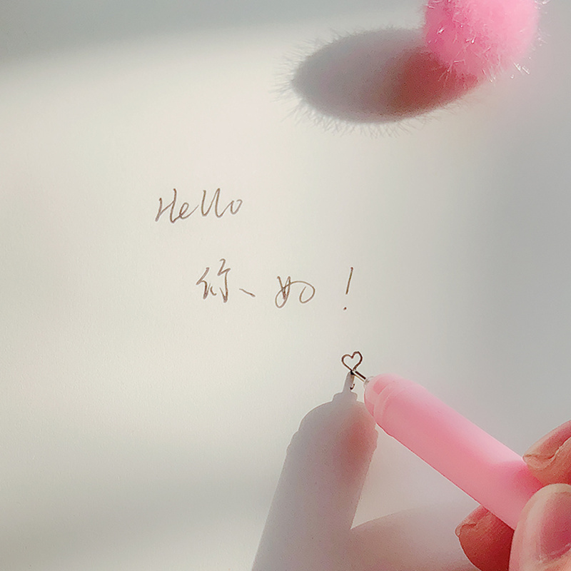 3pcs Mini pink heart gel pen set Cute Love pendant 0.5mm Black color pens writing gift Stationery Office school supplies A6557