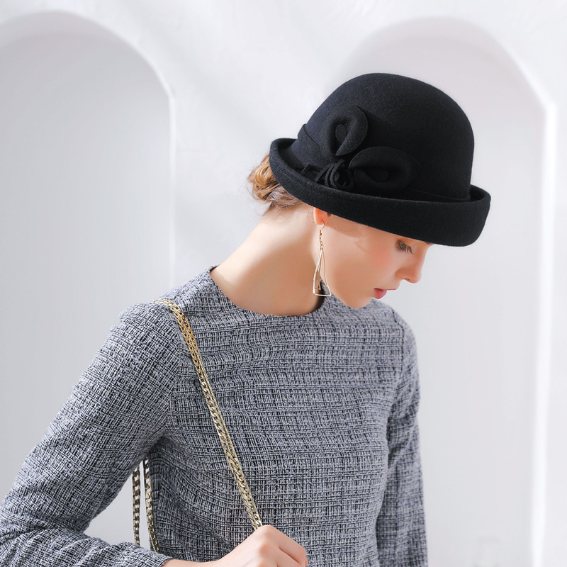 Woman Autumn And Winter Party Formal Hat England Fashion Elengant Irregular 100% Wool Felt Hats