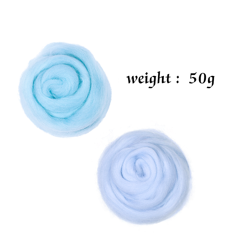 LMDZ 1pcs 50g Blue Needle Felting Wool Natural Collection Soft Wool Fiber For Animal Sewing Projects Doll Needlework Felting