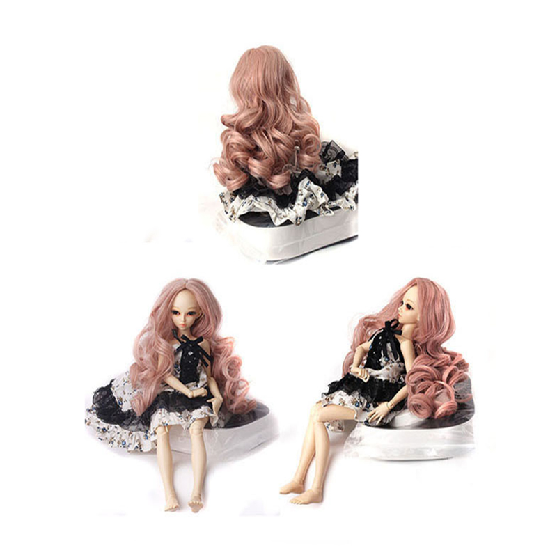 Fashion Style Fair size 1/3 30-35cm DIY BJD SD MSD Curly doll Wigs Long Brown High Temperature Fiber hair for Dolls Accessories
