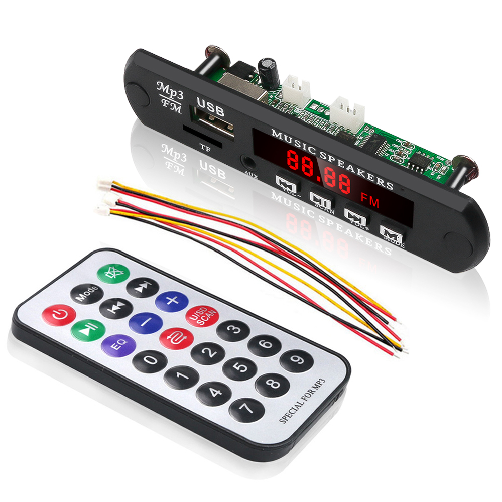 kebidu 5V 12V MP3 Decoder Board Remote Module AUX 3.5 mm TF FM Radio Audio MP3 Player USB For Car Remote Music Speaker